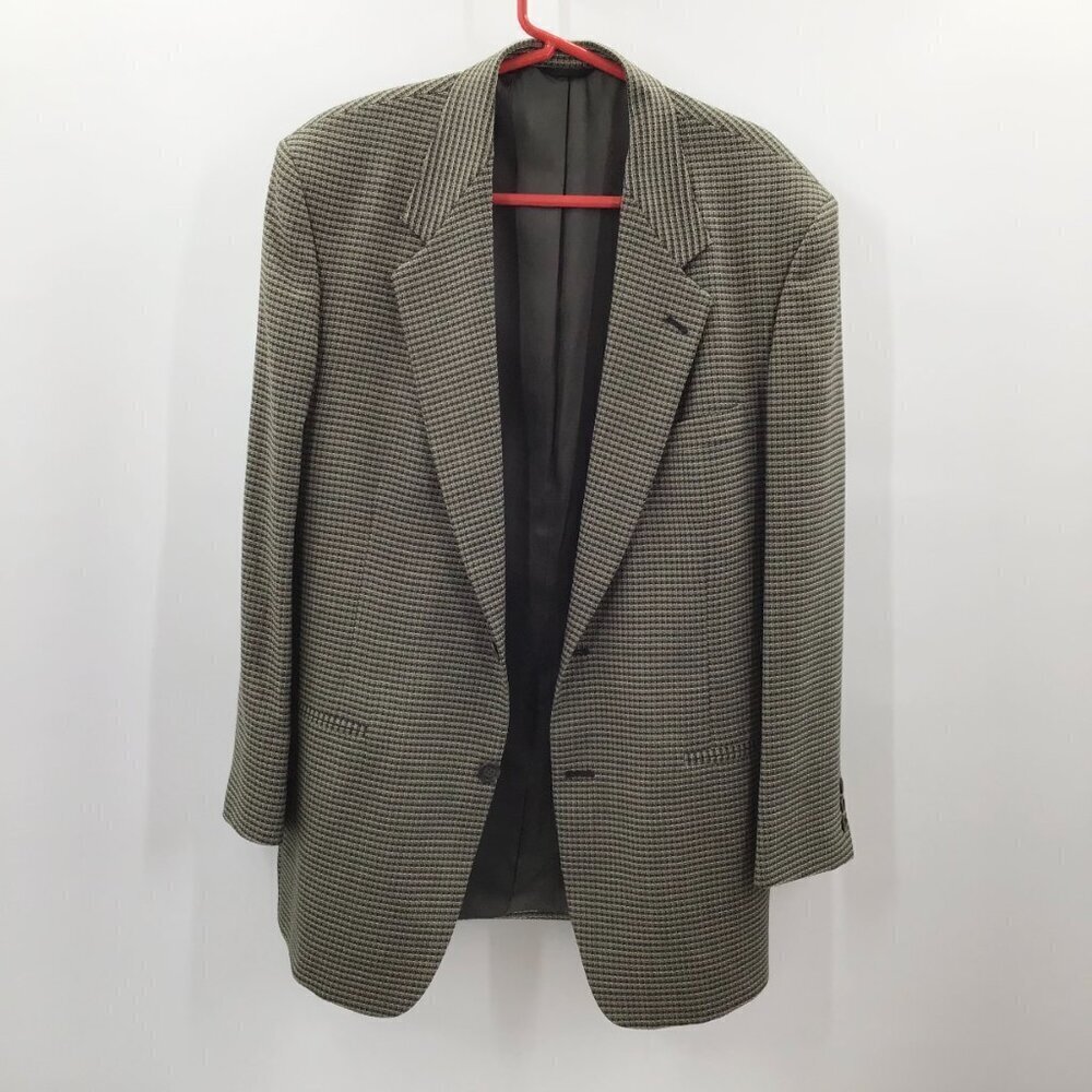 VTG Daniel Hechter Foley's Blazer 44 Chest Sport Coat Check Black Tan USA Made - Picture 10 of 13